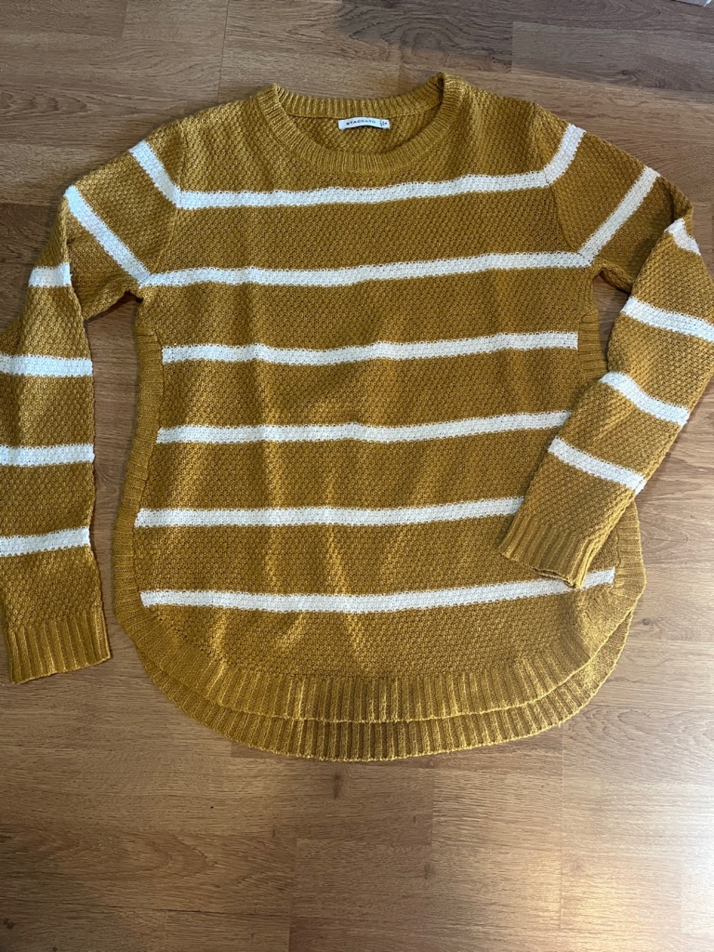 Staccato Mustard & White Striped Crewneck Sweater
